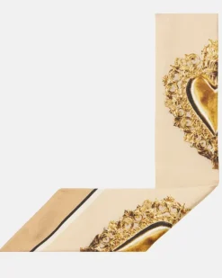 Bedrucktes Tuch aus Seiden-Twill Beige