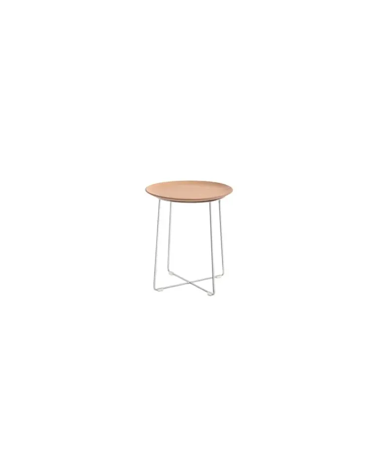 Beistelltisch Smart Wood - Holz natur - verchromter Stahl - Designer Philippe Starck
