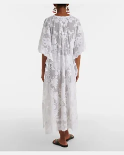 Bestickter Kaftan aus Baumwolle Weiß