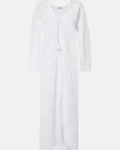 Bestickter Kaftan aus Baumwolle Weiß