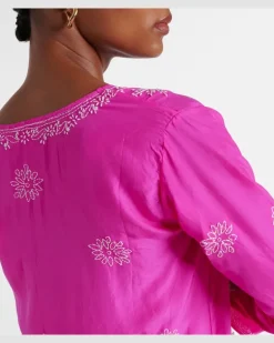 Bestickter Kaftan aus Seide Rosa