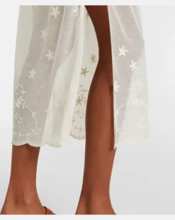 Bestickter Kaftan Cove aus Baumwolltüll Weiß