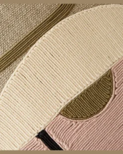 Besticktes Kissen aus Leinen Multicolor