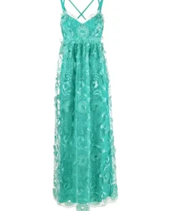 Besticktes Tüllkleid - Grün