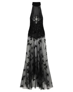 Besticktes Tüllkleid - Schwarz