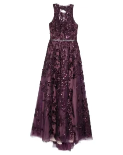 Besticktes Tüllkleid - Violett