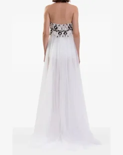 Besticktes Tüllkleid - Weiß
