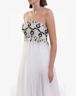 Besticktes Tüllkleid - Weiß
