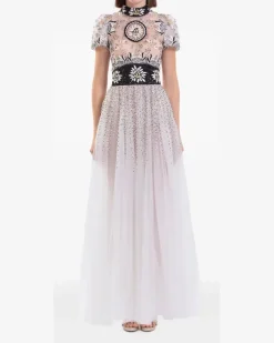 Besticktes Tüllkleid - Weiß