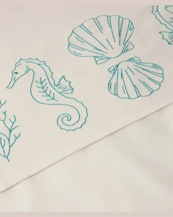 Bestickte Tischdecke Blau