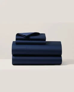 Bettlaken-Set aus Baumwollatlas Blue