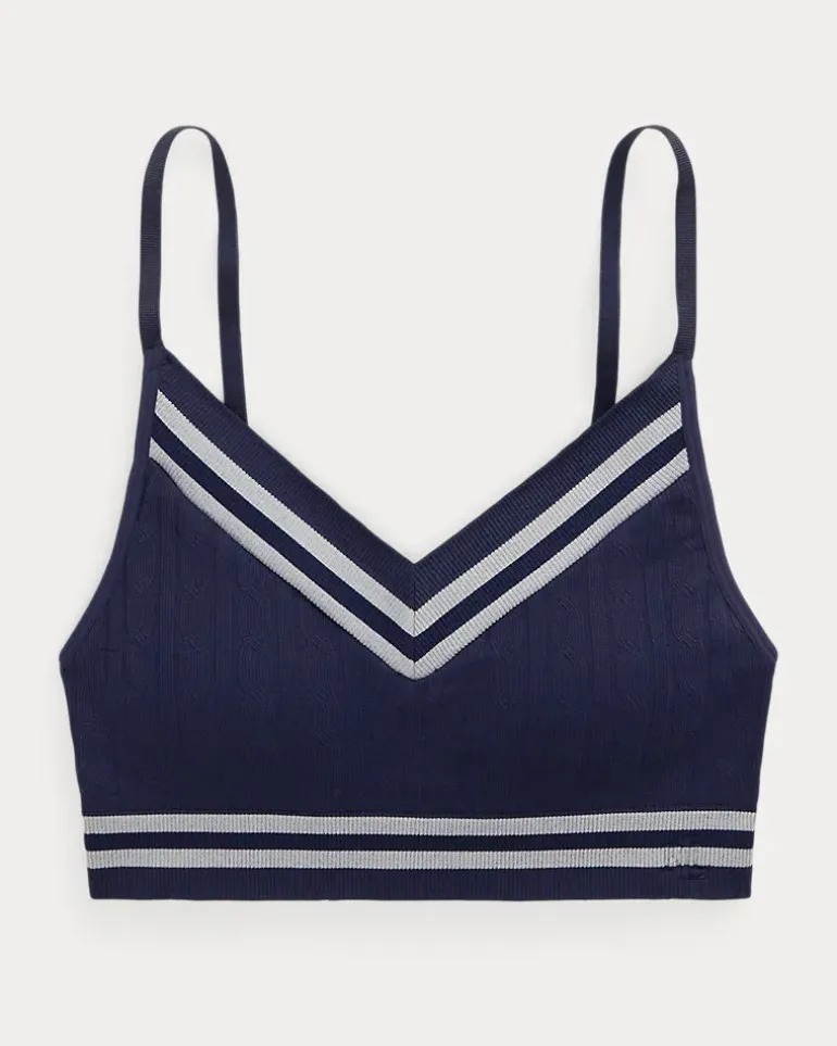 Bügelloser BH mit Cricket-Zopfmuster Blue