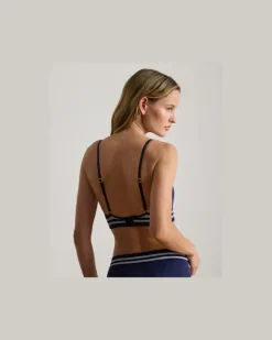 Bügelloser BH mit Cricket-Zopfmuster Blue