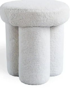Big Foot Shearling-Hocker - Weiß