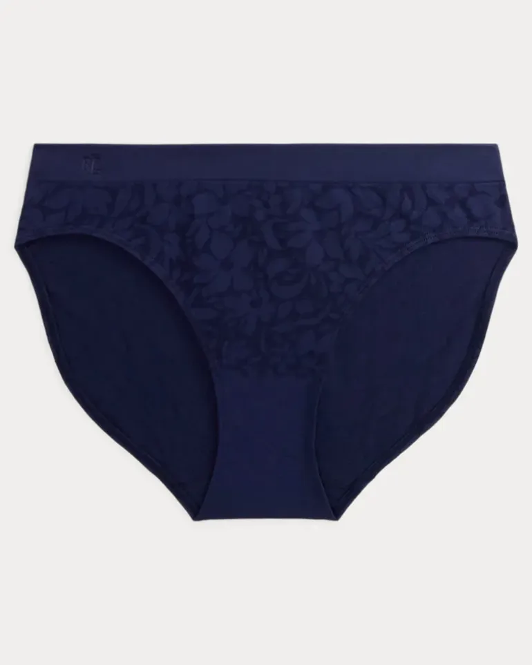 Bikini-Slip mit Blumenmuster Blue