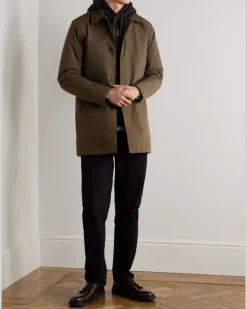 Blake 8240 Coated-Twill Trench Coat Brown