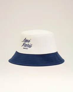 Blau-weißer Ami Paris Baumwollhut Blau Unisex Tinte