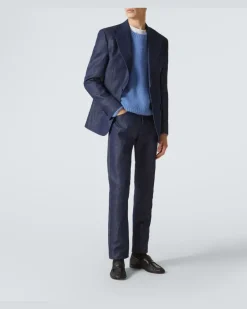 Blazer aus Baumwolle und Leinen Blau