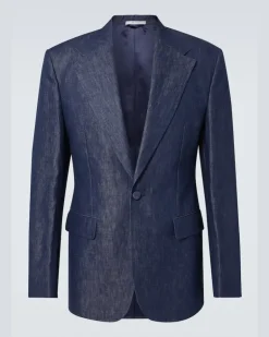 Blazer aus Baumwolle und Leinen Blau
