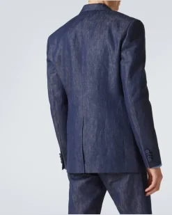 Blazer aus Baumwolle und Leinen Blau