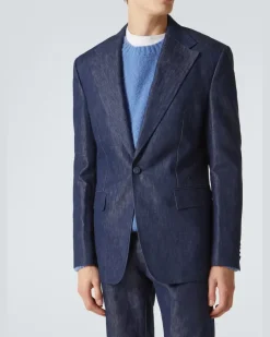 Blazer aus Baumwolle und Leinen Blau