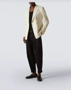 Blazer aus einem Baumwollgemisch Weiß