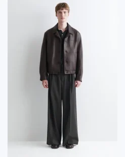 Blazer Aus Leder Mit Bombersilhouette Braun