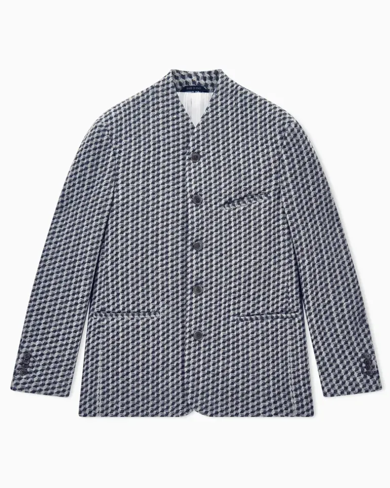 Blazer aus Wolle und Kaschmir mit Hahnentrittmuster Schwarz