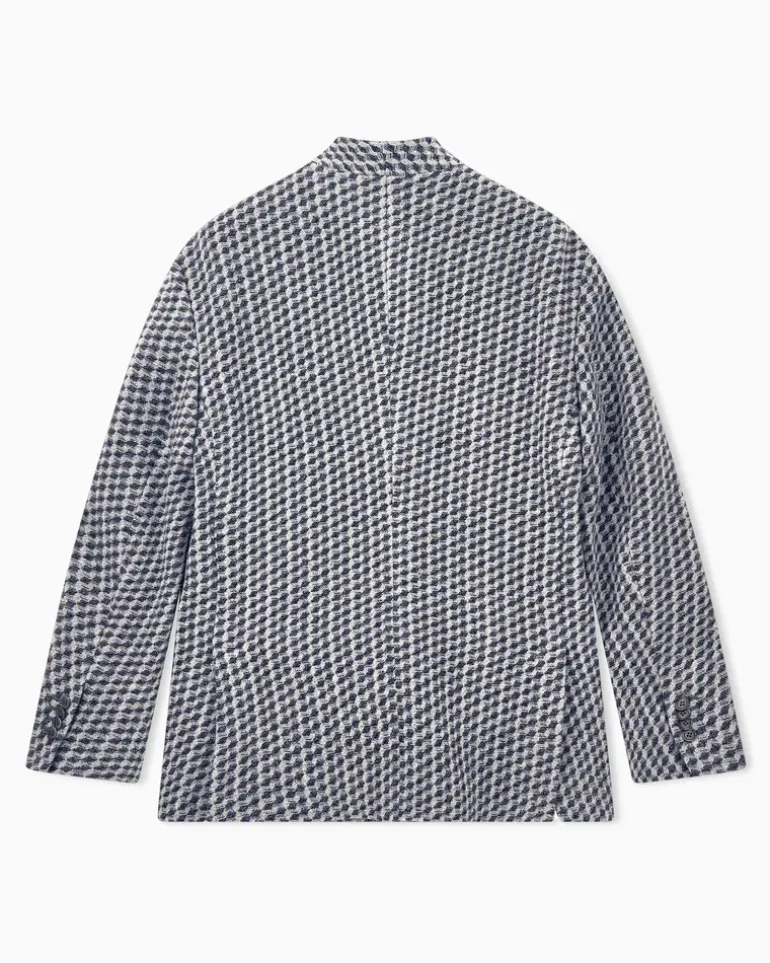 Blazer aus Wolle und Kaschmir mit Hahnentrittmuster Schwarz