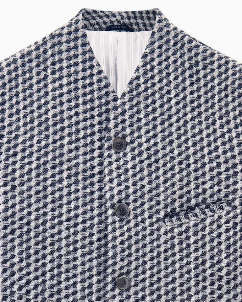 Blazer aus Wolle und Kaschmir mit Hahnentrittmuster Schwarz