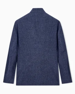 Blazer froissè mit Denim Effekt Schurwolle Seide Kaschmir Blau