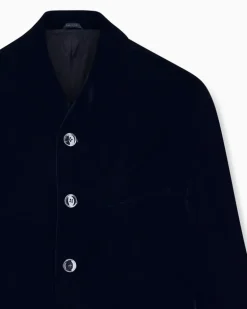 Blazer One Shot einreihig aus glattem Stretch-Samt Schwarz