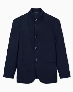 Blazer One Shot reguläre Passform aus fließender Schurwolle Marineblau