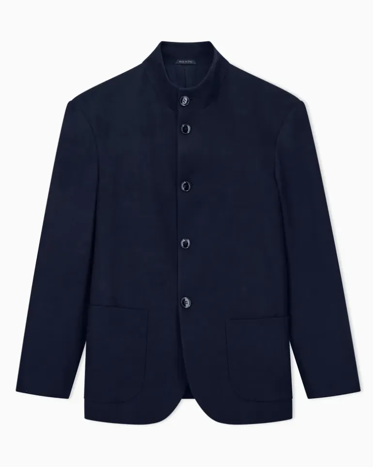 Blazer One Shot reguläre Passform aus fließender Schurwolle Marineblau