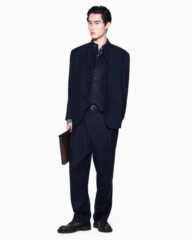 Blazer One Shot reguläre Passform aus fließender Schurwolle Marineblau