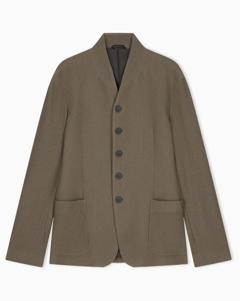 Blazer Regular aus technischem Gewebe mit Wabenstruktur Braun