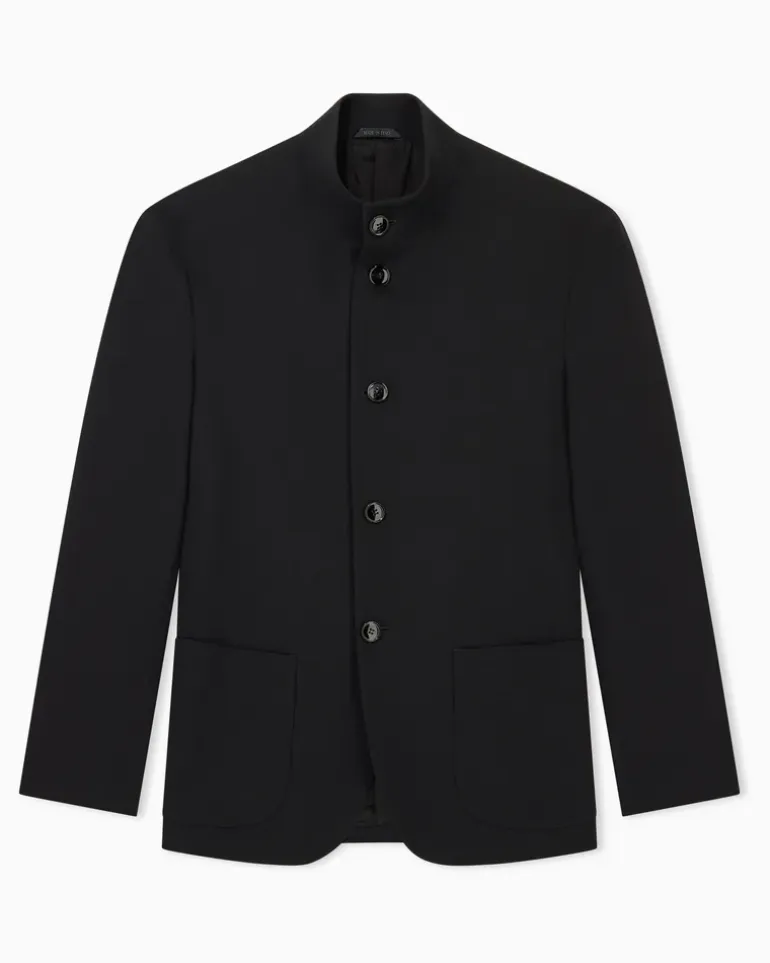 Blazer Regular aus Wollcrepe Schwarz