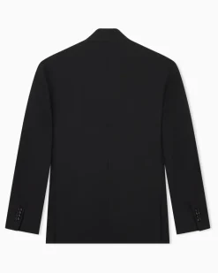 Blazer Regular aus Wollcrepe Schwarz