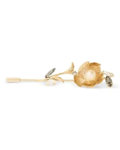 Blumenperlenbrosche - Gold