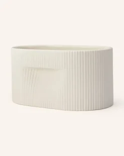 Blumentopf Ridge weiss Creme