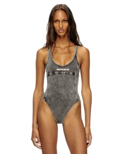 Body aus Denim-Effekt-Jersey - Bodys - Damen - Schwarz