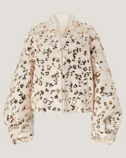 Bomber with voluminous sleeves and sequins Grey