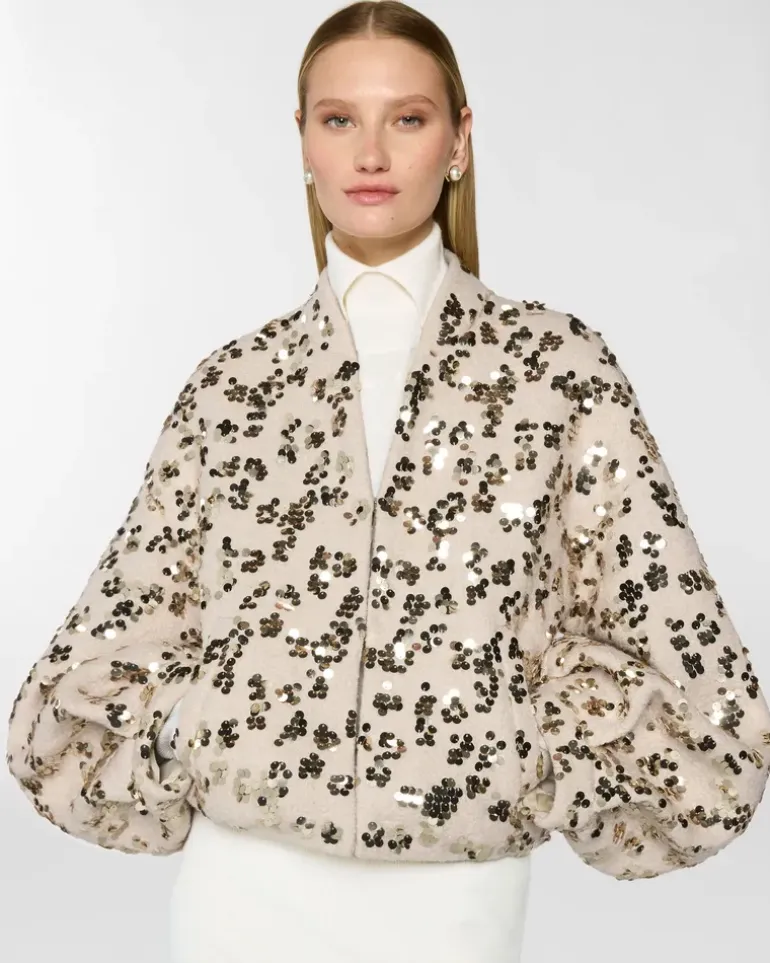 Bomber with voluminous sleeves and sequins Grey