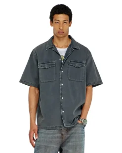 Bowling-Hemd aus farbigem denim - Denimhemden - Herren - Grau