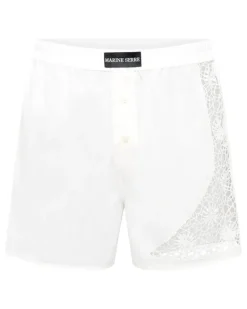 Boxershorts mit Spitzeverzierung - Weiß