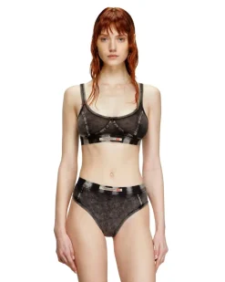 Bralette aus Jersey in Denim-Optik - BHs - Damen - Schwarz