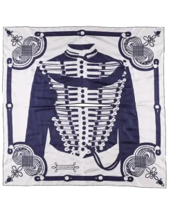 Brandebourgs Tattoo Carré 90 Silk Scarf — Navy and White