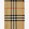 Breiter Woll-Seiden-Schal mit Wendeseite in Check Sand-Beige