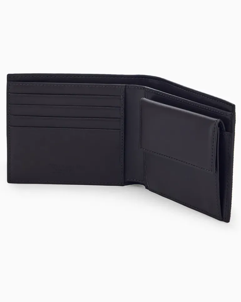 Brieftasche aus Leder mit Wellenprägung und Münzfach Braun