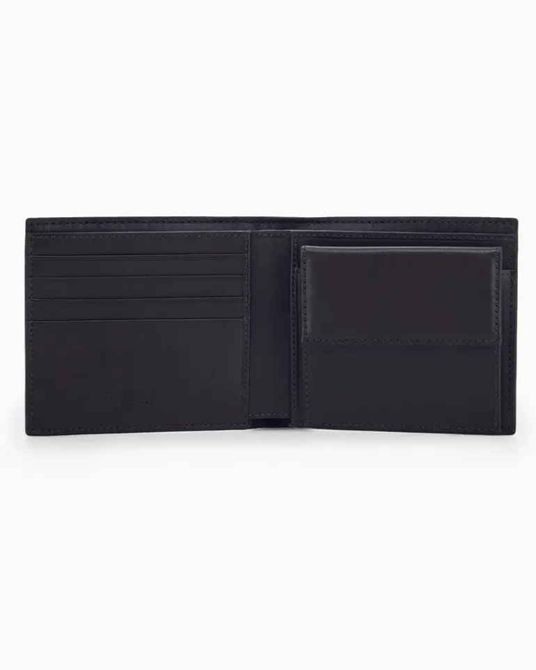 Brieftasche aus Leder mit Wellenprägung und Münzfach Braun